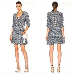 Veronica Beard Campbell Mini Navy Blue Dress Ruched Sleeve Dize 0